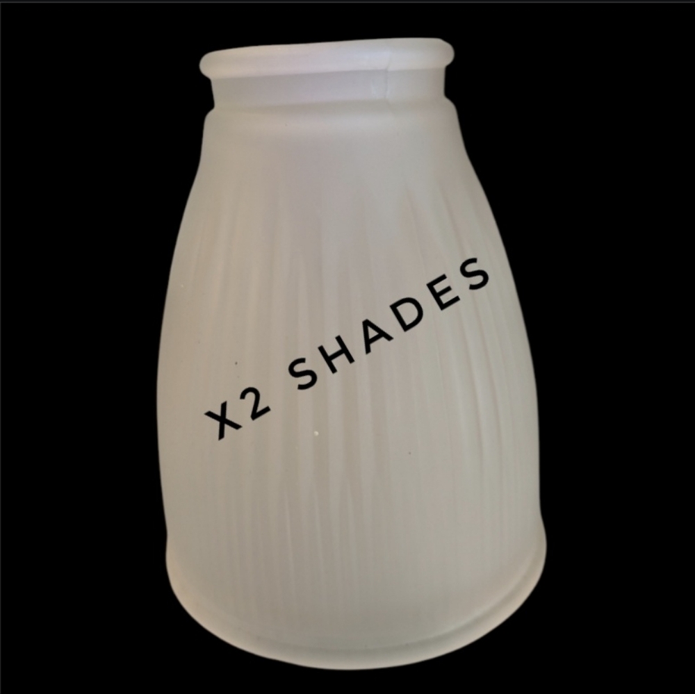 2 Ribbed Frosted Glass Bell Shaped Shades Globes For Lighting 1.5" Fitter